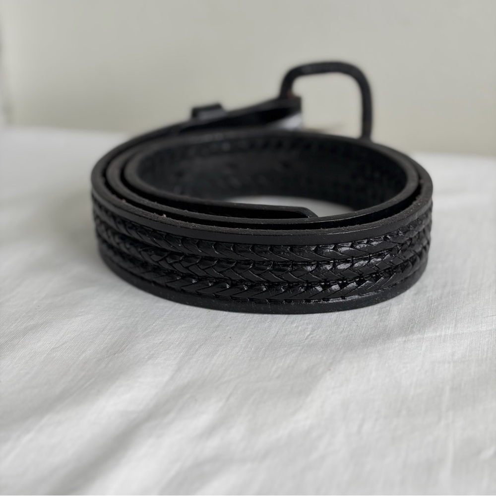 JC Mexico Black Woven Leather Men's Belt - Picture 3 of 15